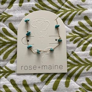 Rose + Maine Turquoise Chip Gold Chain Bracelet with extender